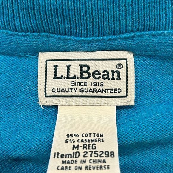 L.L. Bean Cotton/Cashmere Zip Sweater Blue Mens Size: Medium - Picture 3 of 5